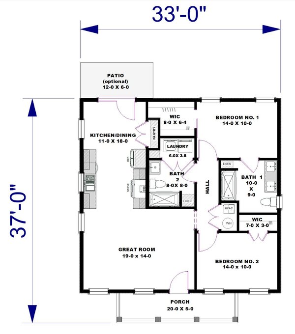 House Blueprint - Cottage Floor Plan - Main Floor Plan #44-304