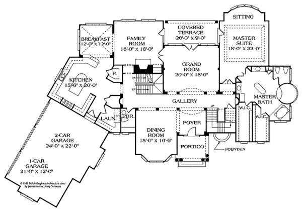 Architectural House Design - Mediterranean Floor Plan - Main Floor Plan #453-321