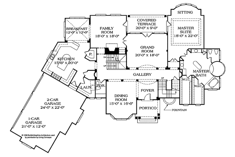 Dream House Plan - Floor Plan - Main Floor for Mediterranean House Plan #453-321 - 5 bed, 4 bath