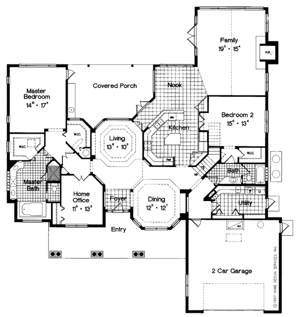 Architectural House Design - Mediterranean Floor Plan - Main Floor Plan #417-694