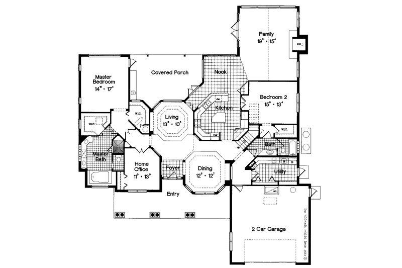 Home Plan - Floor Plan - Main Floor for Mediterranean House Plan #417-694 - 4 bed, 3 bath