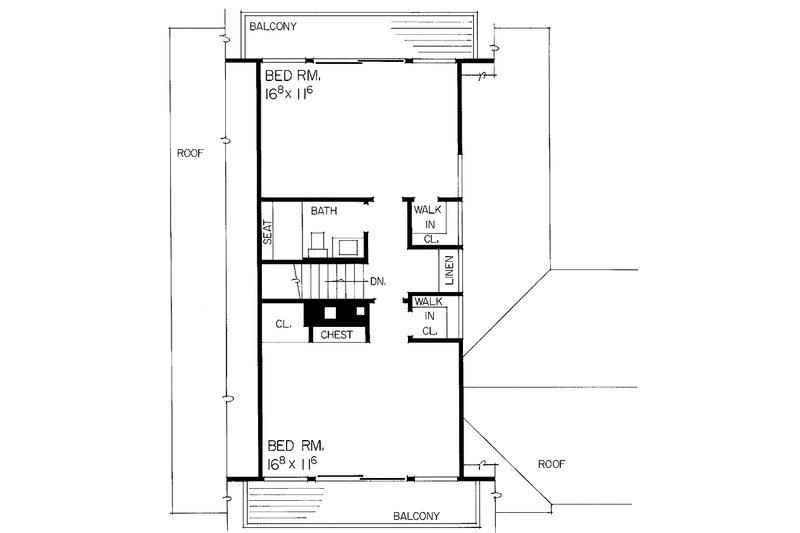 Home Plan - Floor Plan - Upper Floor for Contemporary House Plan #72-524 - 4 bed, 2 bath