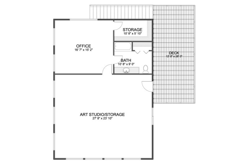 House Blueprint - Floor Plan - Upper Floor for Modern House Plan #1060-476 - 1 bed, 1.5 bath