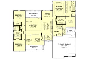 Floor Plan - Main Floor for Farmhouse House Plan #1067-3 - 3 bed, 2.5 bath