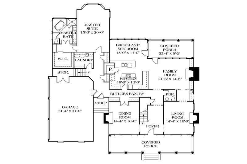 Home Plan - Floor Plan - Main Floor for Classical House Plan #453-311 - 4 bed, 3.5 bath