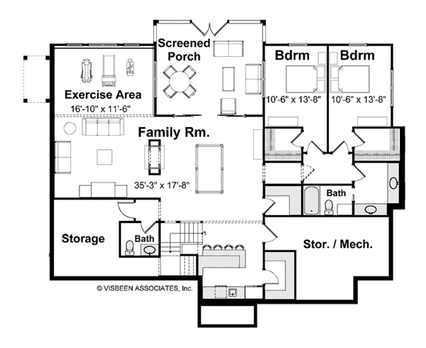 Architectural House Design - Craftsman Floor Plan - Lower Floor Plan #928-207