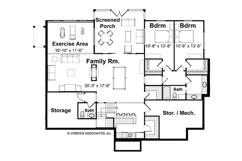 Home Plan - Floor Plan - Lower Floor for Craftsman House Plan #928-207 - 4 bed, 3 bath