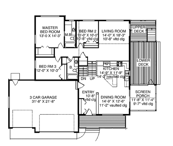 House Design - Country Floor Plan - Main Floor Plan #980-7