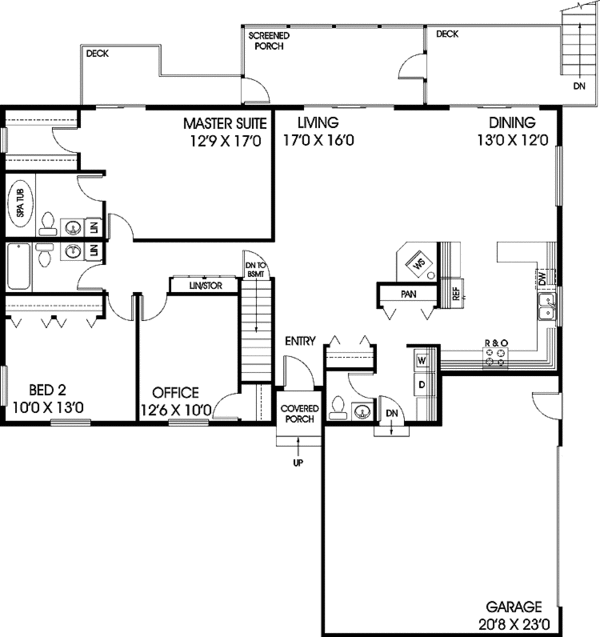 House Design - Ranch Floor Plan - Main Floor Plan #60-1017