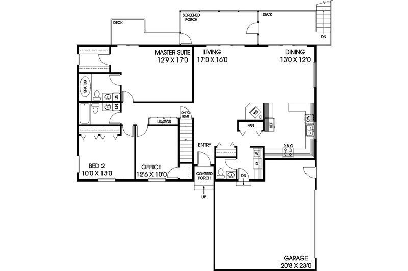 Home Plan - Floor Plan - Main Floor for Ranch House Plan #60-1017 - 2 bed, 2.5 bath