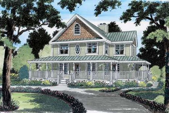 Exterior - Front Elevation for Country House Plan #312-470 - 4 bed, 2.5 bath