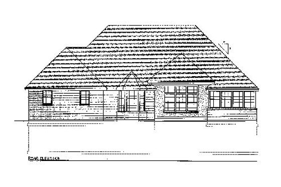 Exterior - Rear Elevation for Traditional House Plan #101-104 - 3 bed, 3 bath