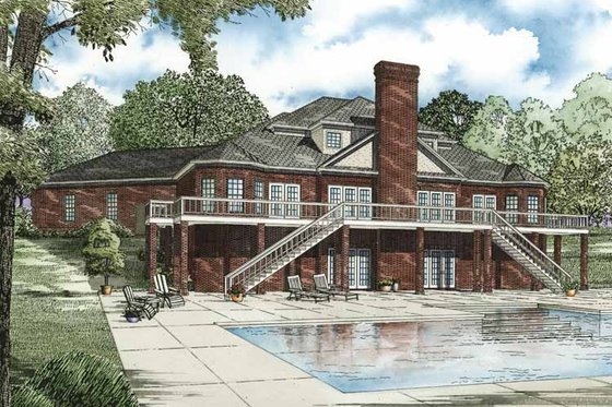 Exterior - Rear Elevation for Classical House Plan #17-2769 - 5 bed, 3.5 bath
