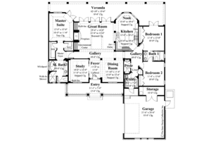 Floor Plan - Main Floor for Colonial House Plan #930-287 - 3 bed, 2.5 bath
