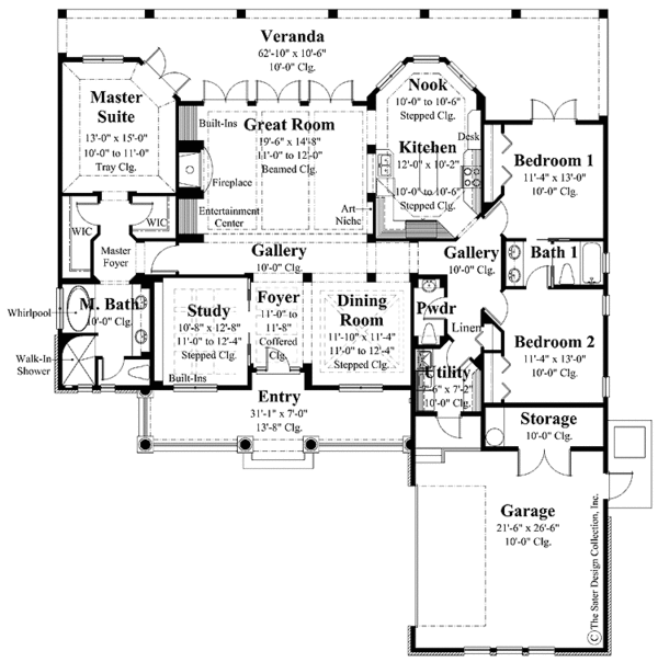 Architectural House Design - Colonial Floor Plan - Main Floor Plan #930-287