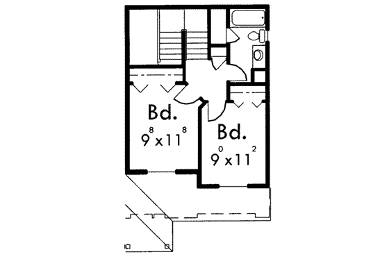 Floor Plan - Upper Floor for Traditional House Plan #303-396 - 3 bed, 2.5 bath