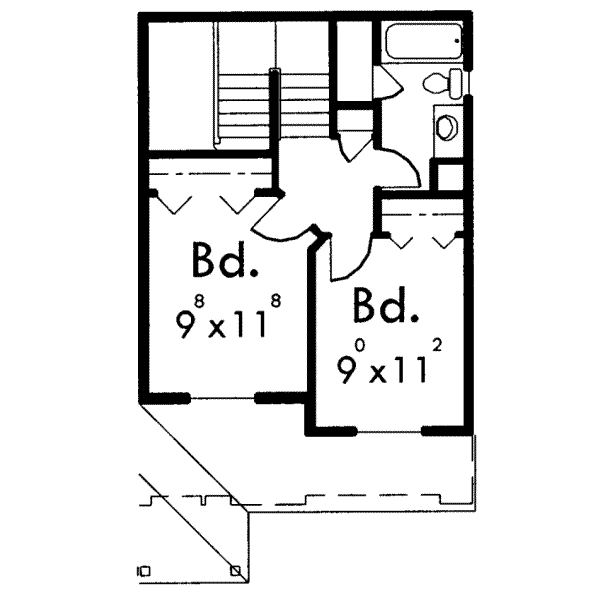 Floor Plan - Upper Floor for Traditional House Plan #303-396 - 3 bed, 2.5 bath