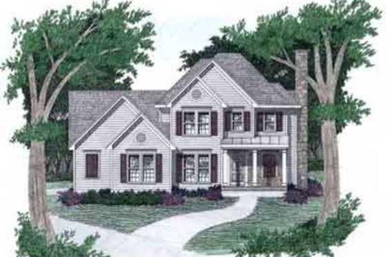 Exterior - Front Elevation for Southern House Plan #129-141 - 3 bed, 2.5 bath