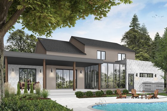 Exterior - Rear Elevation 1 for Farmhouse House Plan #23-2691 - 4 bed, 3.5 bath