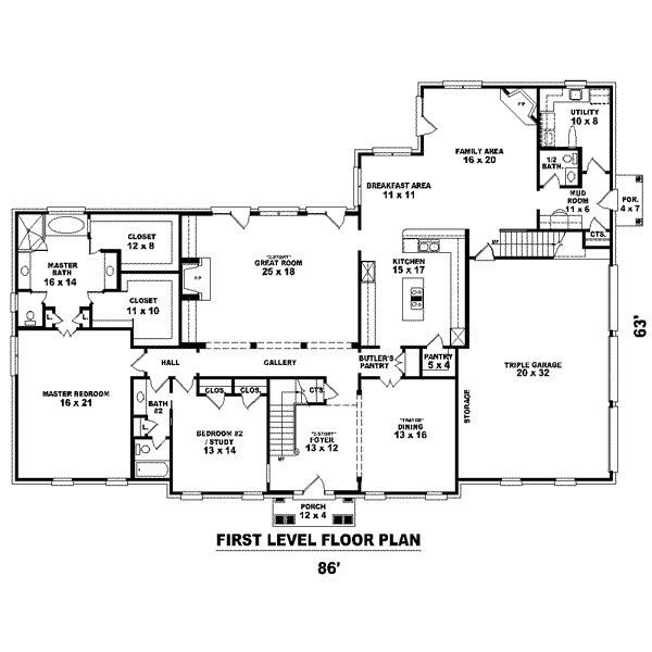 Colonial Floor Plan - Main Floor Plan #81-1653