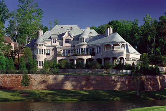Exterior - Rear Elevation for European House Plan #453-50 - 5 bed, 6.5 bath