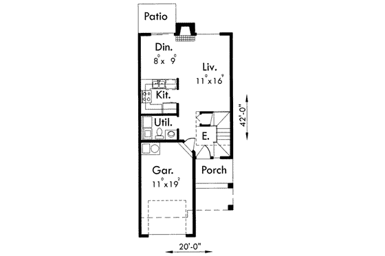 Floor Plan - Main Floor for Traditional House Plan #303-460 - 3 bed, 2.5 bath