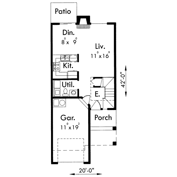 Floor Plan - Main Floor for Traditional House Plan #303-460 - 3 bed, 2.5 bath