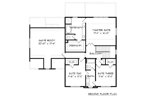 Floor Plan - Upper Floor for Tudor House Plan #413-877 - 4 bed, 3 bath