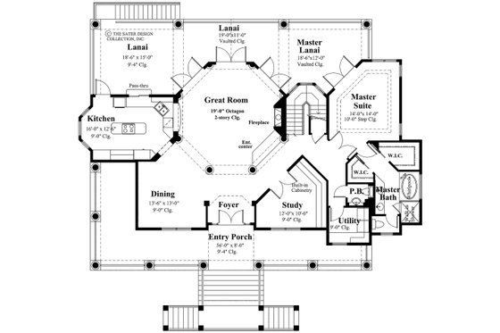 Floor Plan - Main Floor for Southern House Plan #930-18 - 3 bed, 3.5 bath