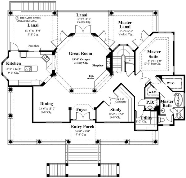 Architectural House Design - Southern Floor Plan - Main Floor Plan #930-18