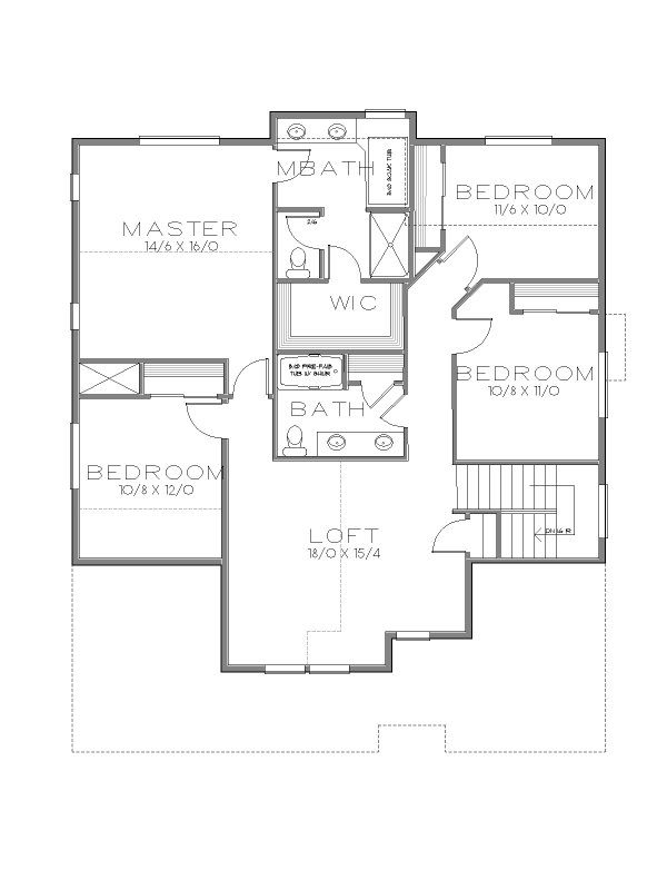 Craftsman Floor Plan - Upper Floor Plan #423-74