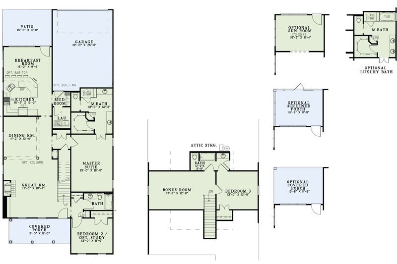 Architectural House Design - Floor Plan - Main Floor for Farmhouse House Plan #17-2425 - 3 bed, 3 bath