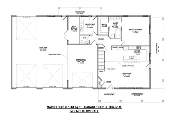 Barndominium Floor Plan - Main Floor Plan #1084-9