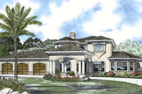 Exterior - Front Elevation for Mediterranean House Plan #420-245 - 4 bed, 5 bath