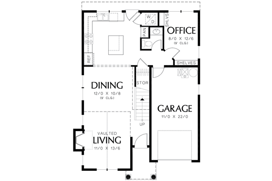 Floor Plan - Main Floor for Cottage House Plan #48-488 - 3 bed, 2.5 bath