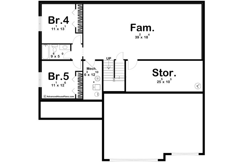 House Design - Floor Plan - Lower Floor for Modern House Plan #455-357 - 3 bed, 2 bath