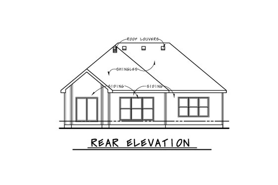 Exterior - Rear Elevation for Cottage House Plan #20-2630 - 2 bed, 2 bath