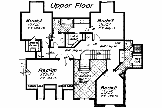 Floor Plan - Upper Floor for European House Plan #310-167 - 5 bed, 3.5 bath