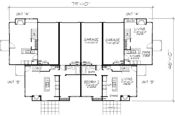 Floor Plan - Main Floor for Contemporary House Plan #320-330 - 2 bed, 2 bath