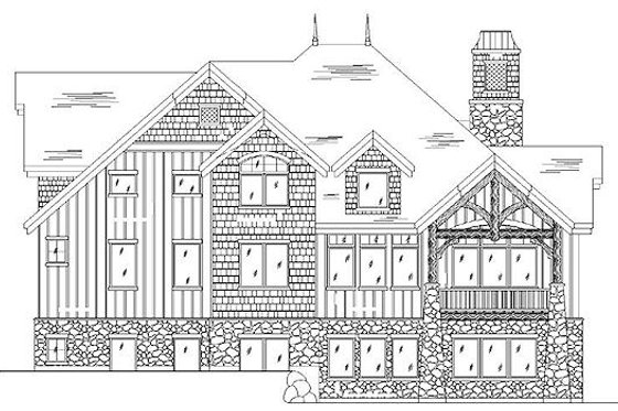 Exterior - Rear Elevation for Craftsman House Plan #5-378 - 4 bed, 4.5 bath