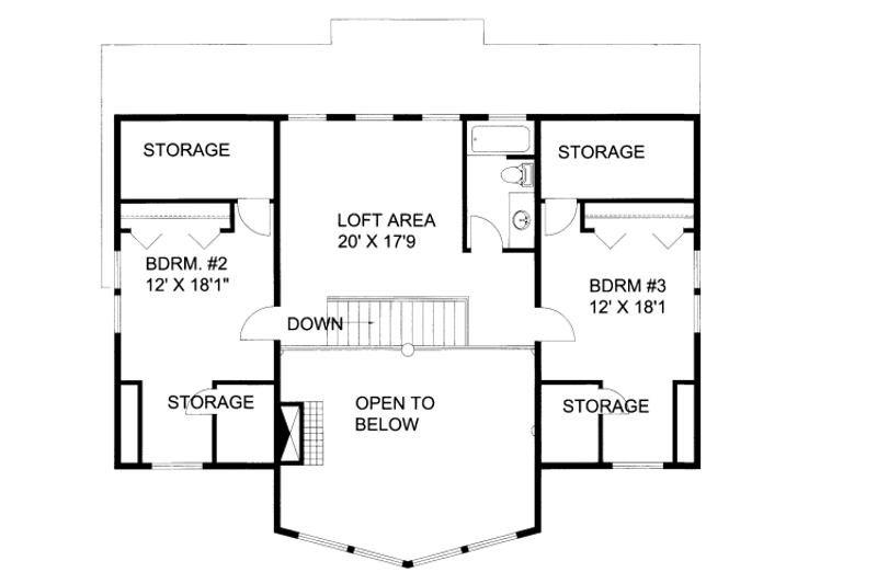 Dream House Plan - Floor Plan - Upper Floor for Bungalow House Plan #117-732 - 3 bed, 2.5 bath