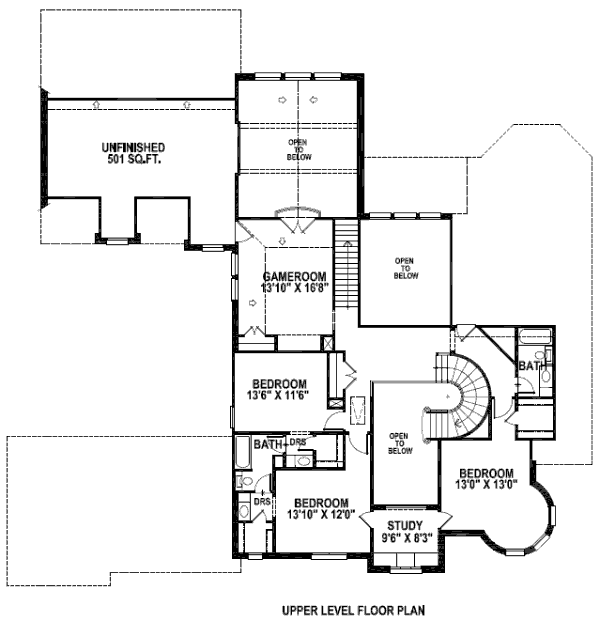 European Floor Plan - Upper Floor Plan #141-191