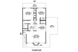 Floor Plan - Main Floor for Beach House Plan #81-13765 - 2 bed, 1 bath