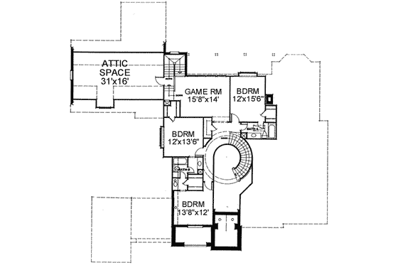 Floor Plan - Upper Floor for European House Plan #141-132 - 5 bed, 5 bath