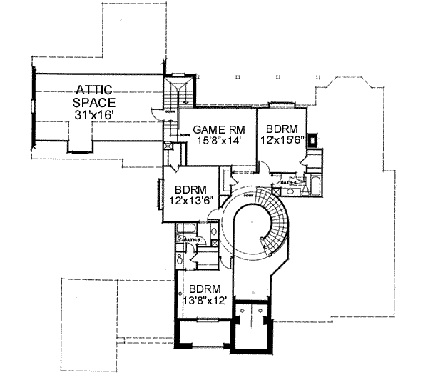 European Floor Plan - Upper Floor Plan #141-132