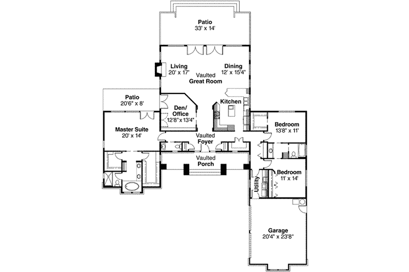 Home Plan - Floor Plan - Main Floor for Ranch House Plan #124-218 - 3 bed, 2.5 bath