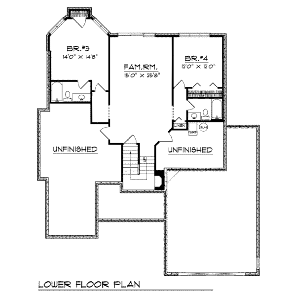 House Plan Design - European Floor Plan - Lower Floor Plan #70-442