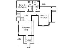 Floor Plan - Upper Floor for European House Plan #15-267 - 4 bed, 3 bath