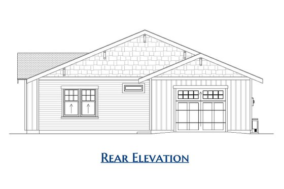 Exterior - Rear Elevation 1 for Craftsman House Plan #1099-3 - 3 bed, 2 bath