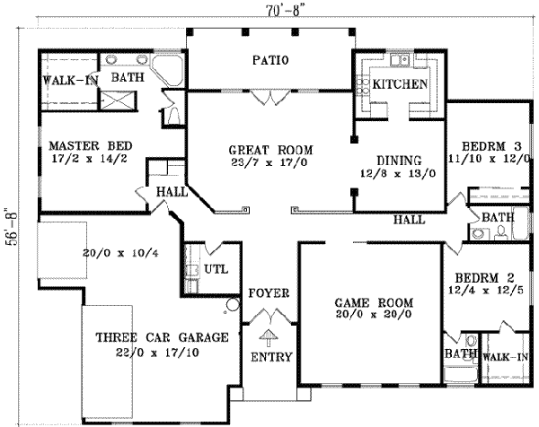 Adobe / Southwestern Floor Plan - Main Floor Plan #1-1470